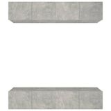 vidaXL TV-kast, 4 stuks, betonkleur, 80x30x30 cm, houtvezelplaat