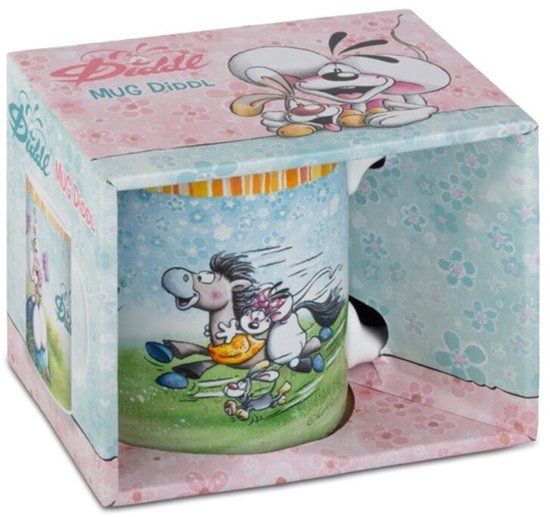 Top1Toys Diddl mok - Aardewerk - Diddl en Diddlina roze - 330 ml