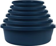 KADAX Matte plastic wasbak, kunststof kom, ronde spoelbak, robuuste waskom, huishoudwaterkom voor badkamer, multifunctionele kuip (marineblauw, 20 liter)