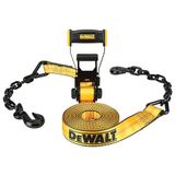 DEWALT DXBC10000C Zwart/Geel 2" x 30' Ratchet Tie Down Strap met 45,7 cm ketting en stalen haken - 1,5 kg veilige werklast/10 lbs breuksterkte