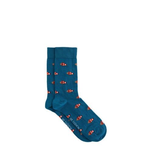 WE Fashion sokken met dierenprint blauw