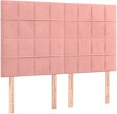 vidaXL Hoofdbord Roze Fluweel 144x5x118/128 cm