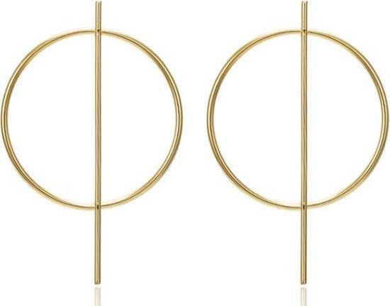 LGT JWLS LGT Jewels Cirkelvormige Damesoorbellen met Centrale Lijn Goud