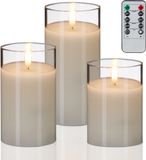 Merkloos Relaxdays Led kaarsen in glas - set van 3 - met afstandsbediening - wit