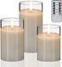 Merkloos Relaxdays Led kaarsen in glas - set van 3 - met afstandsbediening - wit