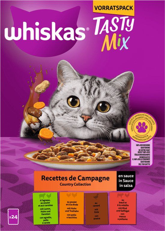 Whiskas M.P Tasty Mix CountryColce Saus 24x85g - 24x85g