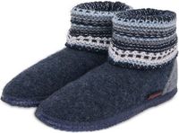 Giesswein Kiel Pantoffels Vrouwen Wol Navy/Blauw/Wit Maat 36