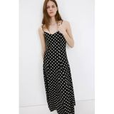 Mango Zwart Midijurk Met Stippen