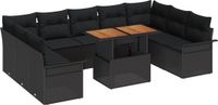 vidaXL Tuinbank - Set - 10 - st - Zwart - Poly - rattan