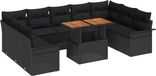 vidaXL Tuinbank - Set - 10 - st - Zwart - Poly - rattan