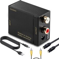 Sounix Digitaal naar Analoog audioconverter - 192 kHz - Toslink naar RCA - Zwart