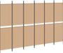 vidaXL - 6-Paneel Kamerscherm - Beige - 300 x 200 cm - Stof
