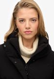 Superdry Lange Puffer Jas met Capuchon Dames Zwart