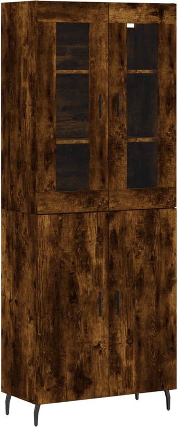 vidaXL Hoge kast bewerkt hout gerookt eikenkleurig 69,5x34x180 cm