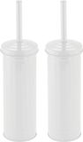 MSV Industrial Toilet/wc-borstel houder - 2x - metaal - wit - 38 cm