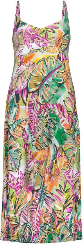Geisha Jurk Noelle Jurk Met Spaghetti Bandjes En Aop 67421 60 Green/corn Dames Maat - L
