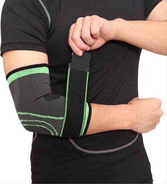 AOLIKES Verstelbare Elleboogbrace - Maat M - Zwart/Groen
