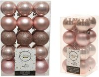 Decoris Kerstballen kunststof lichtroze 4-6 cm - 46x stuks - mix mat en glans