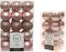 Decoris Kerstballen kunststof lichtroze 4-6 cm - 46x stuks - mix mat en glans