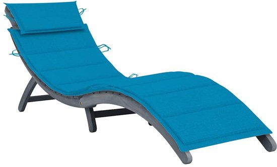 vidaXL Ligbed met kussen massief acaciahout grijs