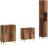 vidaXL - 3-delig - badkamerkast - set - DELFT - Oud - hout - Bewerkt - hout