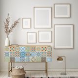 Ambiance Sticker Zelfklevende tegelmuurstickers voor keuken en badkamer - 24 cementtegelstickers voor meubels - Gracina - 24 stickers 15x15cm