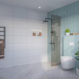 FortiFura Galeria Inloopdouche - rook glas - 50x200cm - 8mm - nano - blind inbouw profiel - brons