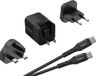 Energizer A20MUC Multi Plug Chargeur (US, UK, EU) - Adaptateur de voyage avec câble USB-C (Noir) | 20W - 4A