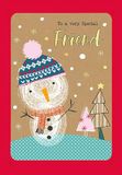 Piccadilly Greetings Kerstkaart aan een speciale vriend Naïve sneeuwpop - 9 x 6 inch