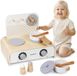 Mamabrum Montessori Houten Opvouwbare Mini Keuken – Educatieve Speelkeuken met Accessoires & Opbergvak – Houten Speelgoedkeuken 3+