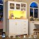 Pangivo Buffet de cuisine blanc en MDF avec LED et 4 portes 105,5 x 40 x 180 cm