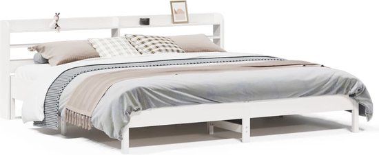 vidaXL Bedframe Massief Grenenhout Wit 200x200 cm