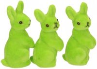 Merkloos / Sans marque Humbert Und Brandt Gmbh Kleine decoratie paashaasjes - groen - 5 cm - set 6x stuks - polyester - Paasdecoratie / Paasversiering