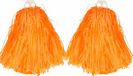 Funny Fashion Cheerballs/pompoms - 2x - Oranje - Met Franjes en Ring Handgreep - 28 cm