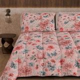 PETTI Artigiani Italiani Bedrukt winterdekbed 170 × 260 cm | Bloemen 19 Poederroze