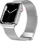 By Qubix Milanese Band Zilver Geschikt voor Apple Watch 38mm/40mm/41mm/42mm