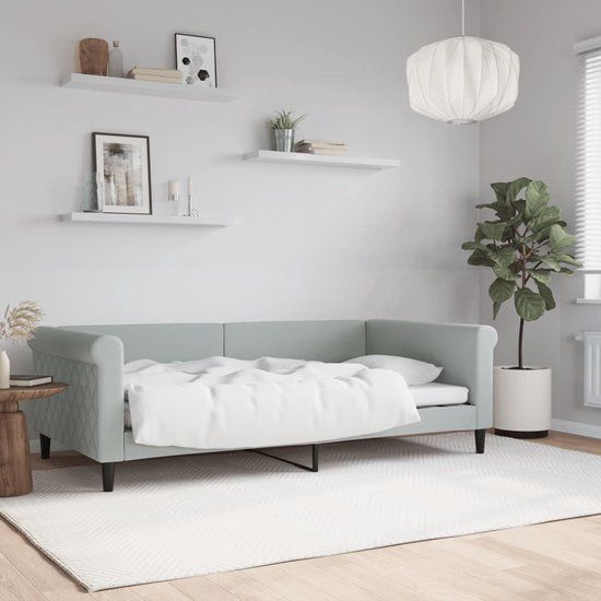 vidaXL Slaapbank 100x190 cm fluweel lichtgrijs