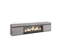 Meuble TV effet bois ciment cheminée effet feu XXL