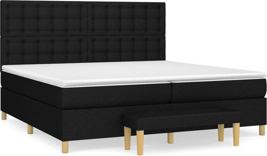 vidaXL Boxspring met matras stof zwart 200x200 cm