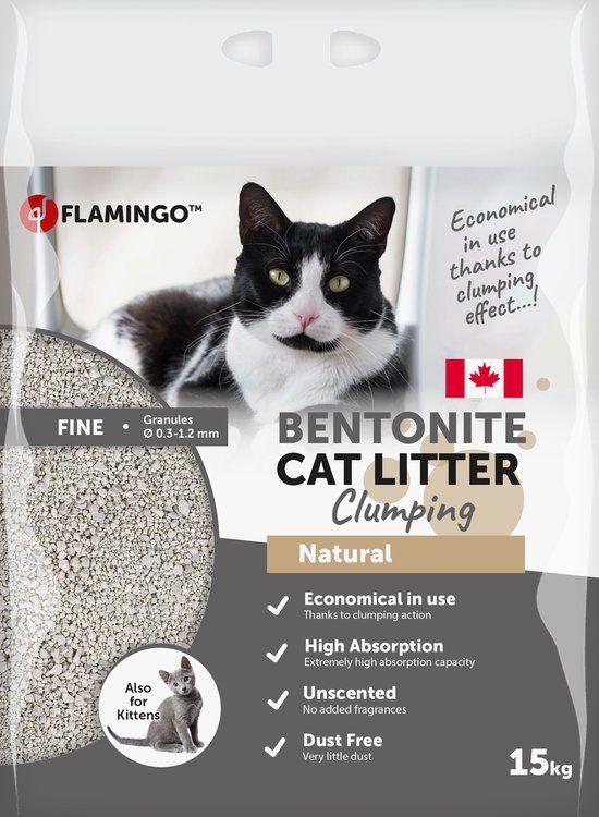 Flamingo Kattenbakvulling Natuur - 15 kg - Klontvormend - Klei