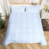 Drap plat, super king size, avec nœuds et rayures, 3 pièces, bleu
