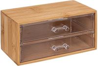5five sieraden/make-up organizer - 2 lades - 19 x 12 cm - rechthoek - bamboe/kunststof - opbergen