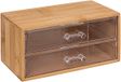 5five sieraden/make-up organizer - 2 lades - 19 x 12 cm - rechthoek - bamboe/kunststof - opbergen