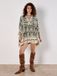 APRIT GmbH Oversized shirt met blokprint Kaki Dierenprint Viscose Loose Fit V-hals Driekwart mouw