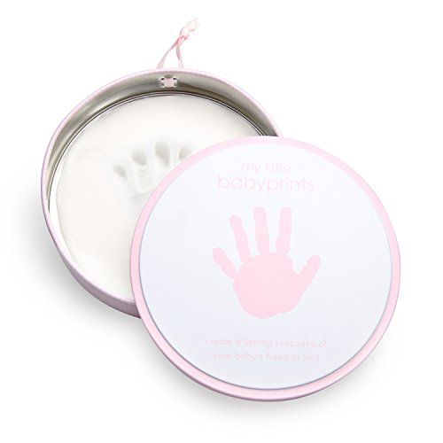 Pearhead My Little Babyprints Handafdruk of Voetafdruk Keepsake Tin en Impressie Materiaal Kit, Moederdag Nieuwe Mum Gifts, Roze