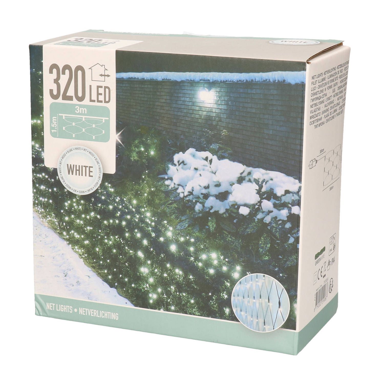 Kerstverlichting koel wit LED netverlichting 1,5x3 meter - 320 lampjes