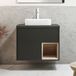 Hudson Reed Hoxton Meuble de lavabo suspendu 80cm noir gris avec éclairage LED et lavabo à poser rectangulaire blanc (chalk)