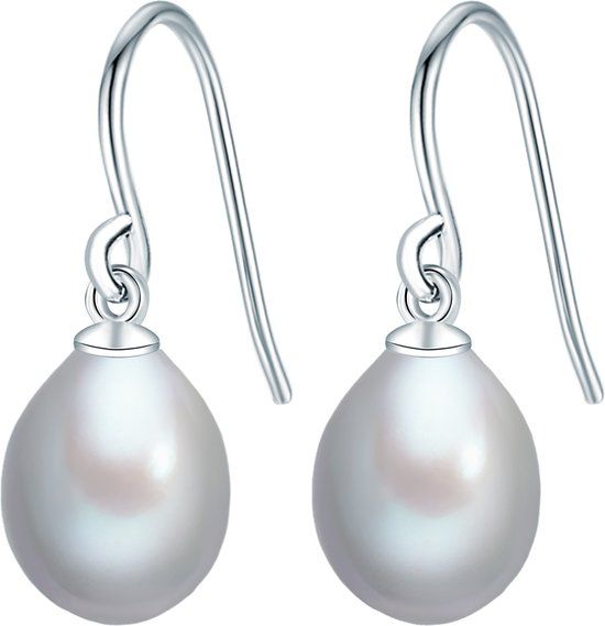 Valero Pearls Oorhangers - Sterling Zilver - Zoetwaterparel - Zilver - Dames