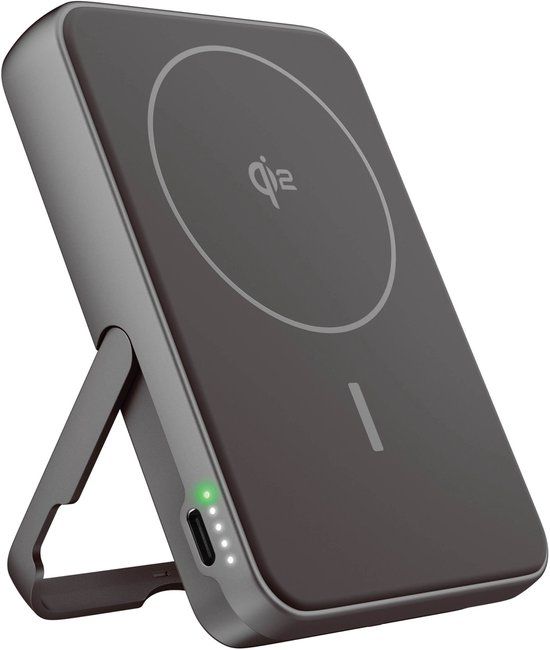 Fresh 'n Rebel Magnetische Powerbank 10000 mAh - MagSafe & Qi2 Geschikt - Draadloze Powerbank iPhone & Android - USB-C - Storm Grey
