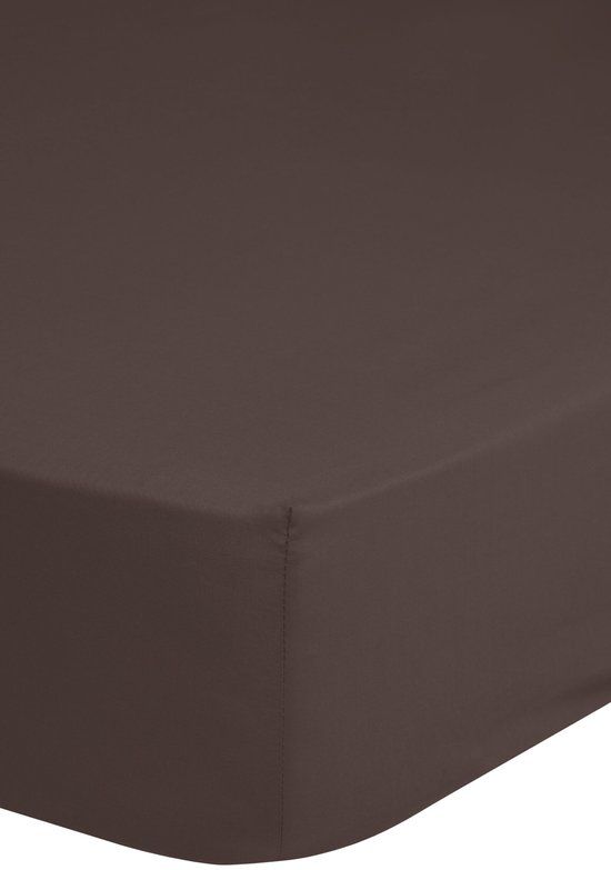 Muller Textiles HIP hoeslaken effen kleur - Lits jumeaux 180x200 cm - Bruin - 100% Katoen satijn